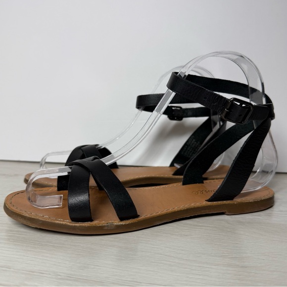 Madewell Shoes - Madewell Boardwalk Ankle Wrap Leather Sandals Size 6 Black Strappy G2005